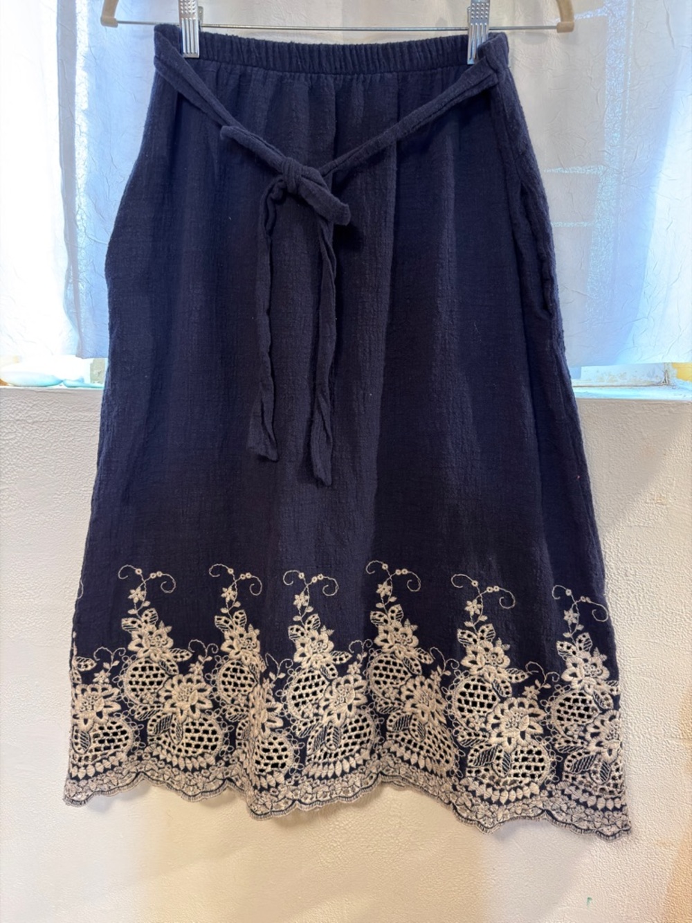 orange creek Navy Textured Tie-Waist Skirt